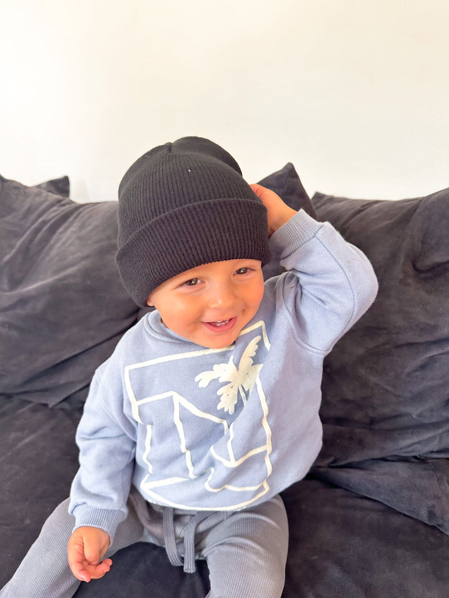 BRB Zwarte & Bruine Beanie voor Baby's en Kinderen (Gepersonaliseerd)