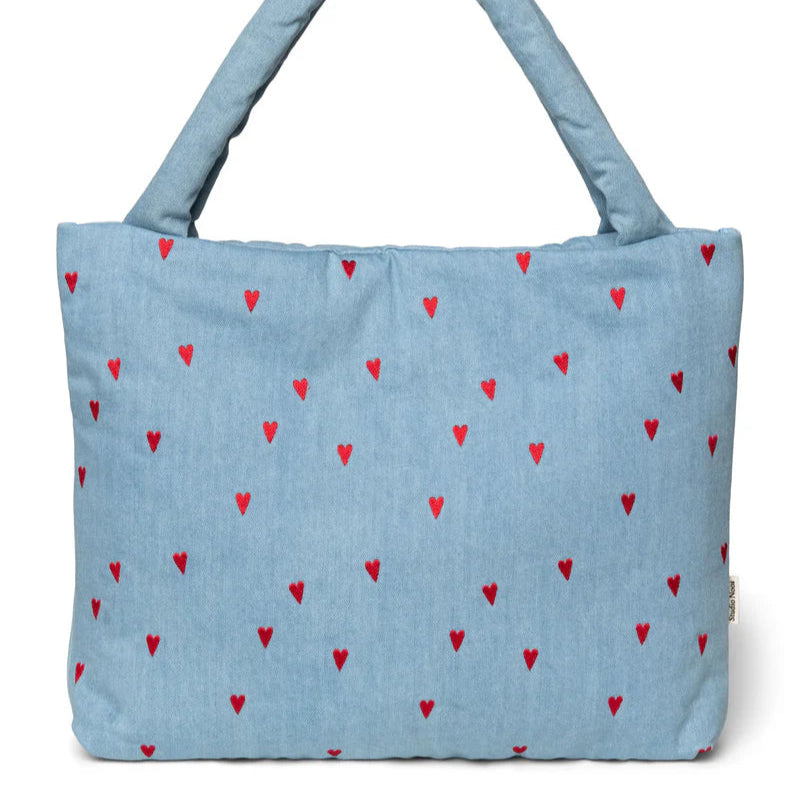 Studio Noos Chunky Teddy Mom Bag - Denim Hearts Bag
