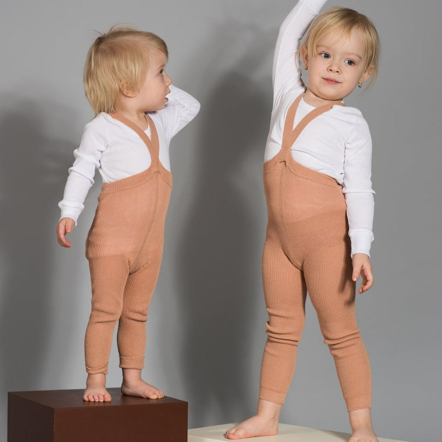 Silly Silas Geribde Legging Met Bretels Lichtbruin